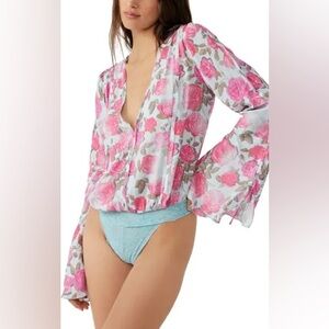Free People Everything's Rosy Bodysuit - Size Large